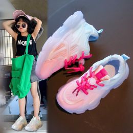 Boys And Girls Breathable Mesh Glow-in-the-dark Shoes (Option: Rose Red-35)