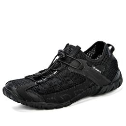 Lightweight Comfortable Men's Casual Shoes With Breathable Mesh Surface (Option: Black-45)