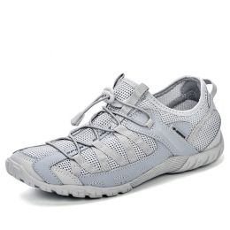 Lightweight Comfortable Men's Casual Shoes With Breathable Mesh Surface (Option: Light Grey-44)