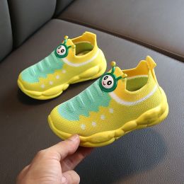 Boys And Girls Mesh Breathable Sports Soft Sole Shoes (Option: Yellow-33)